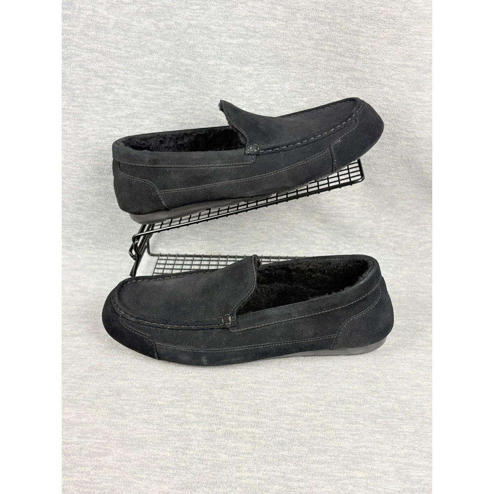 Samuel Hubbard Driver Slippers Mens12 M Black Suede Shearling Lined Loafer